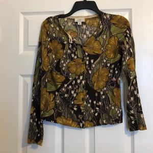 Green and brown floral cardigan